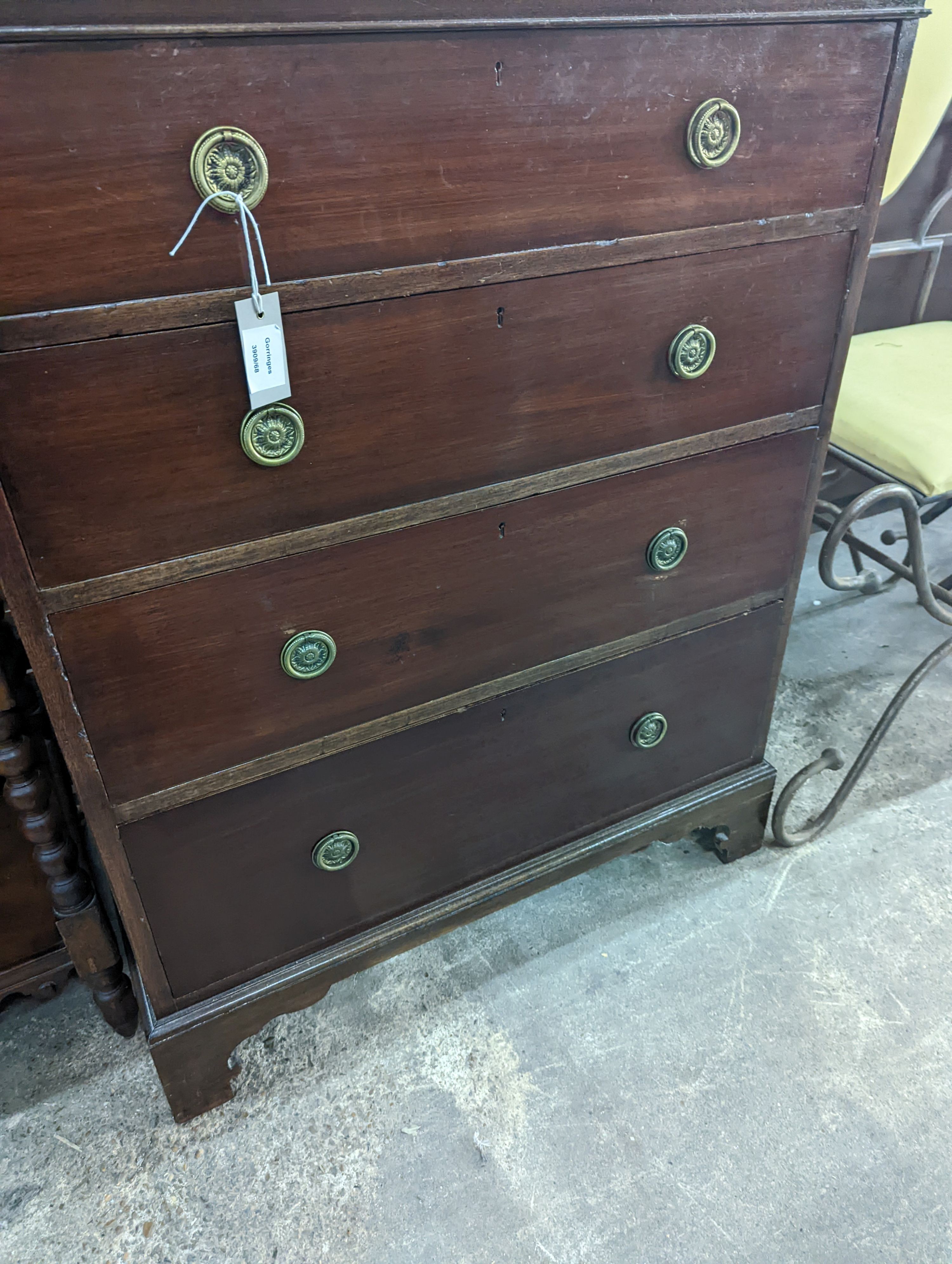 An Edwardian mahogany mahogany chest fitted four long drawers, width 78cm, depth 48cm, height 98cm